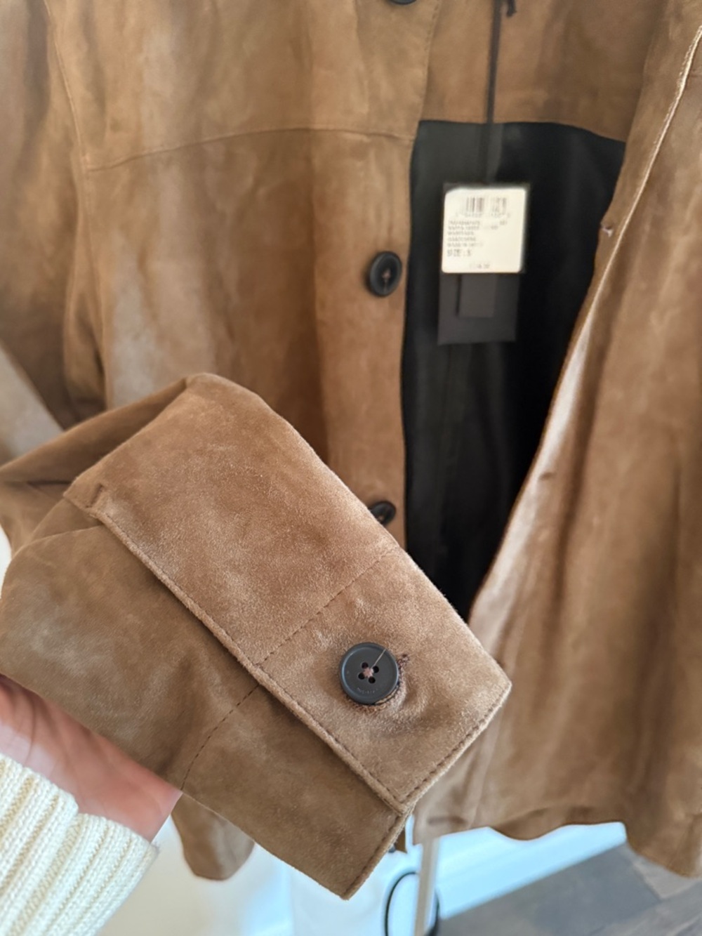 100% Napa Suede Tan Leather Jacket - Picture 6 of 9
